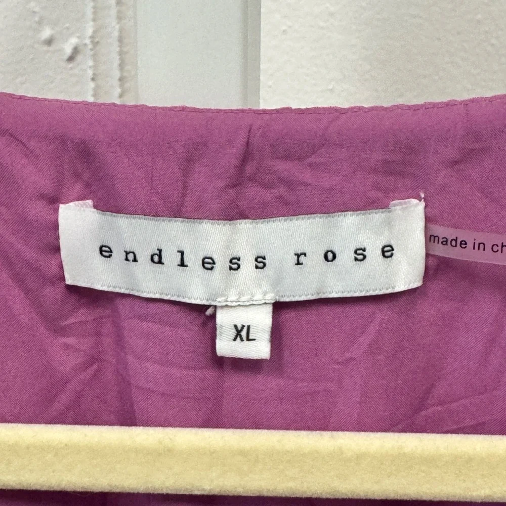 Endless Rose Magenta Pink Pleated Maxi A-line Dress V-Neck Sleeveless XL Brunch